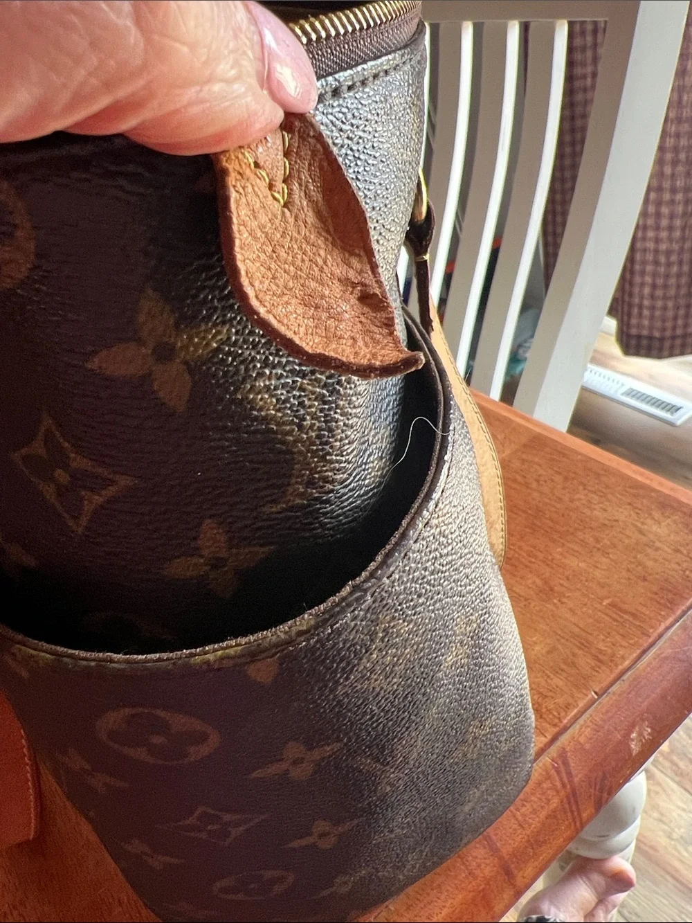 Louis Vuitton Monogram Canvas Tote with Tan Leather Straps - Picture 6 of 6